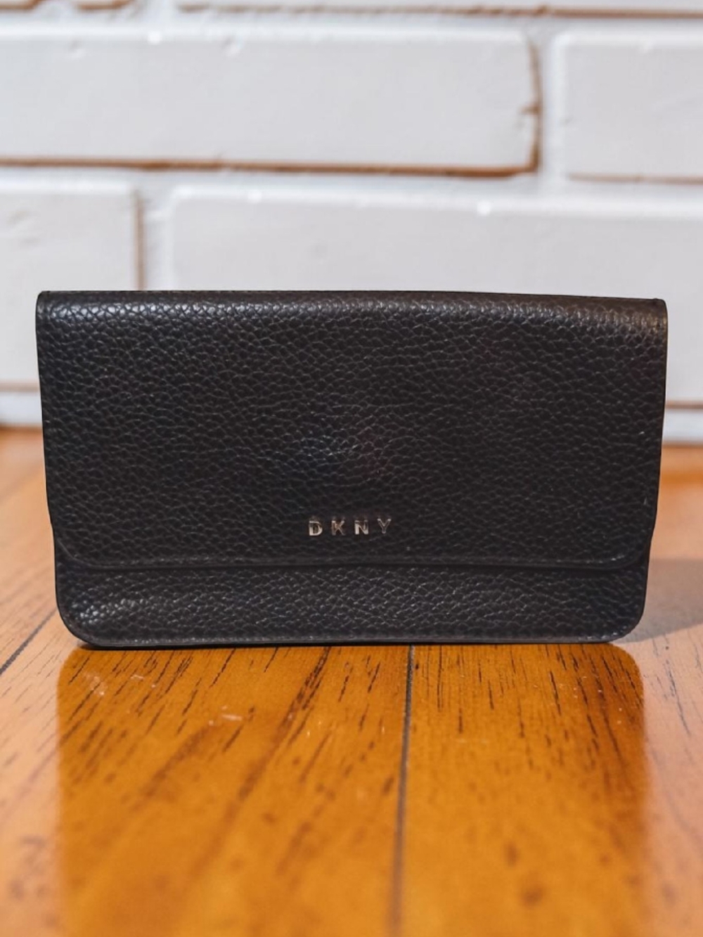 DKNY Black Pebbled Leather Wallet Clutch